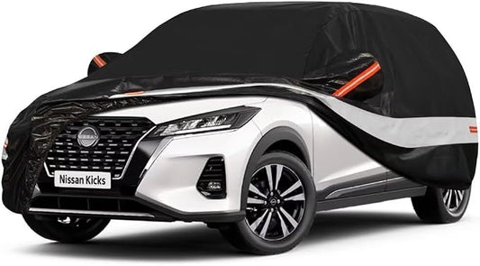10 Layers SUV Car Cover Custom Fit for Nissan Kicks (2017-2026) Waterproof All Weather for Automobiles, Outdoor Full Cover Sun UV Rain Protection with Cotton.Black