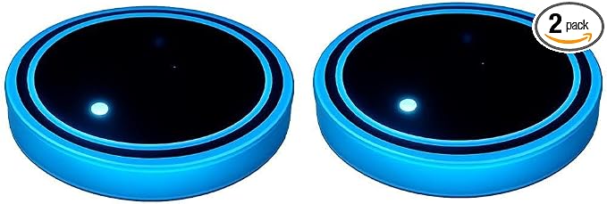 Mandark LED Car Cup Holder Lights, 2PCS Waterproof 7 Colors Changing Vehicle USB Charging Coaster Pad, Auto Interior Atmosphere Lamp Cup Mat Accessories, Universal for SUV Sedan Truck (No Mark)