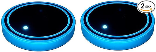 Mandark LED Car Cup Holder Lights, 2PCS Waterproof 7 Colors Changing Vehicle USB Charging Coaster Pad, Auto Interior Atmosphere Lamp Cup Mat Accessories, Universal for SUV Sedan Truck (No Mark)