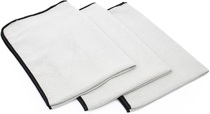 The Rag Company - The Big One - Waffle-Weave Microfiber Drying Towel; Super Absorbent for Car Washes, Detailing, and More; Buttersoft Suede Edges; Scratch-Free, 450GSM, 25in x 40in, Grey (Pack of 2)