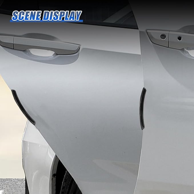 Craedli 4PCS Car Door Corner Edge Guards, Anti-Collision Auto Side Door Edge Trim Sticker, Universal Self-Adhesive Anti-Rub Vehicle Exterior Protector Decoration for SUV Pickup Truck (Black)