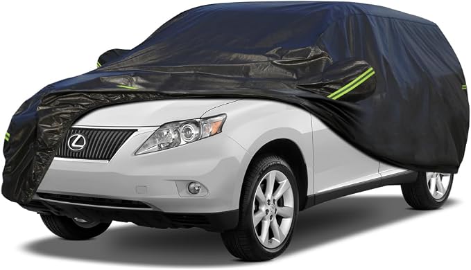 KouKou Waterproof SUV Car Cover Suitable for Lexus RX300/330/350/350L/450 from 2003 to 2025, 7 Layers Windproof All Weather Waterproof Outdoor Cover Sun Rain UV Dust Snow Protection. Black