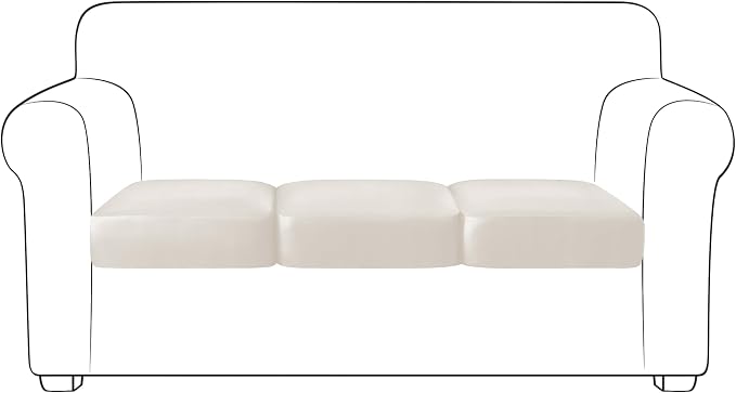 Yates Home PU Leather Couch Sofa Cushion Slipcover Water-Proof Elastic Chair RV Seat Covers Loveseat Sofa Furniture Protector Slip Cover for Settee Seater Replacement Living Room（3 Pieces, Ivory）