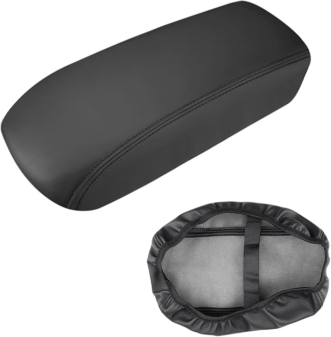 INTGET Center Console Cover for 2026 Honda HRV/HR-V Accessories 2023 2024 2025 Leather Car Armrest Arm Rest Box Lid Middle Console Seat Cover Protector (Black Stitches, 2023+)