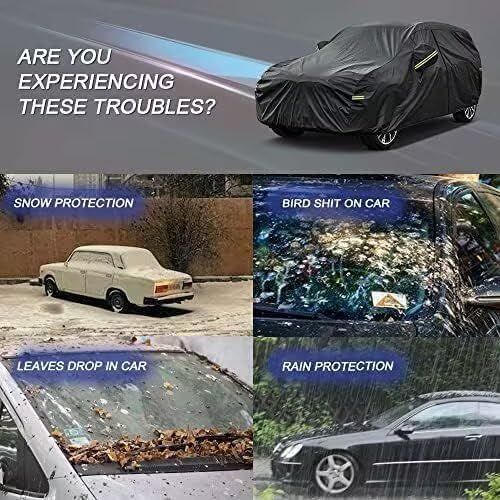 KouKou Waterproof SUV Car Cover Suitable for Kia Soul from 2009 to 2025, 7 Layers Heavy Duty Car Cover Waterproof All Weather with Zipper Door for Sun Rain Snow Dust Uv Protection.Black