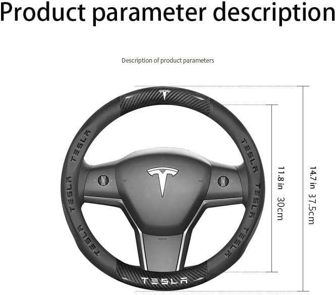 fir for Tesla Steering Wheel Cover,Carbon Fiber Texture Nappa Leather,Custom Embossed Logo,Round Shape, Car Steering Wheel Protector Compatible with Tesla Model 3 Model y Accessories
