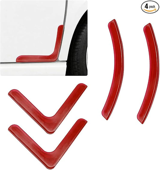 Craedli 4PCS Car Door Corner Edge Guards, Anti-Collision Auto Side Door Edge Trim Sticker, Universal Self-Adhesive Anti-Rub Vehicle Exterior Protector Decoration for SUV Pickup Truck (Red)