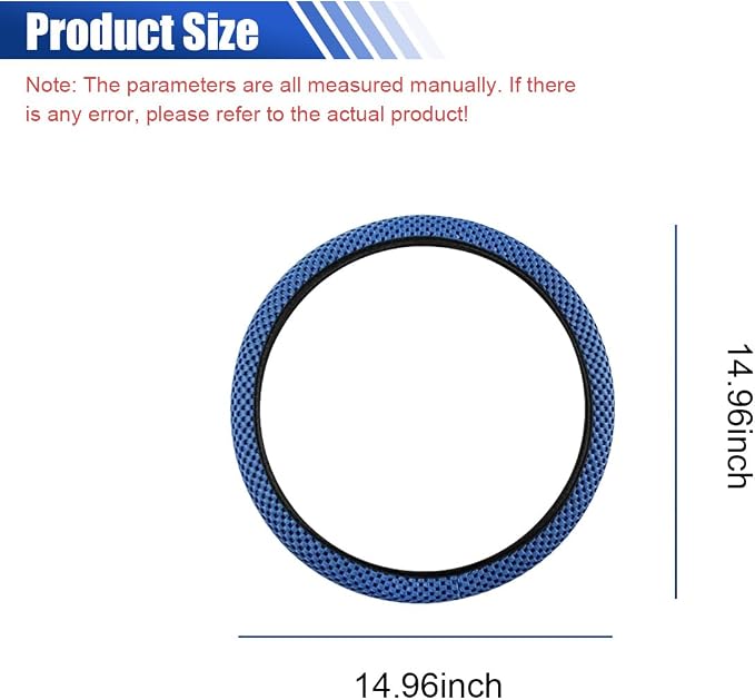 Elastic Stretch Steering Wheel Cover, for Men Women (Blue) | 15" Breathable Microfiber Ice Silk Steering Wheel Protector, Universal Anti-Slip Warm in Winter&Cool in Summer Car Accessory