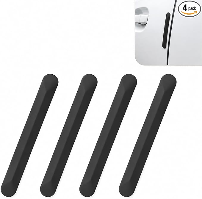4 PCS Silicone Car Door Edge Guards, Self Adhesive Car Door Protector, Anti-Collision Crash Scratch Strips Protector, Auto Accessories Decorative Strip for Sedans Trucks SUVs (Black)