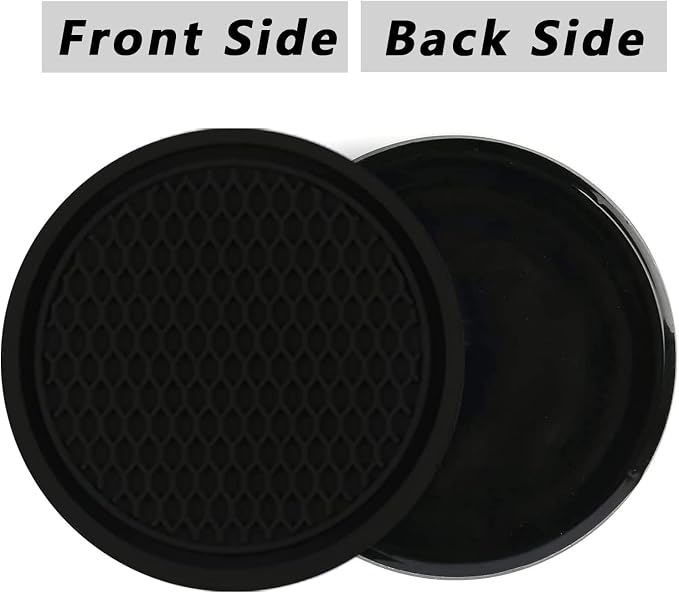 ZSDY Car Cup Coaster, 4PCS Universal Auto Non-Slip Cup Holder Embedded in Ornaments Silicone Coaster, Car Interior Accessories Sets, Black