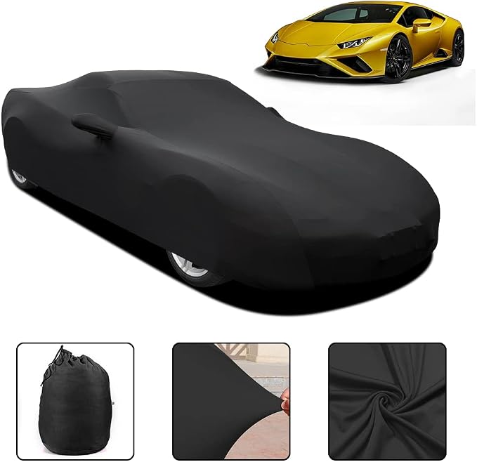 WinPower Indoor Sports Car Cover Stretch Dustproof Protection Full Car Cover for Underground Garage, Car Show, Black