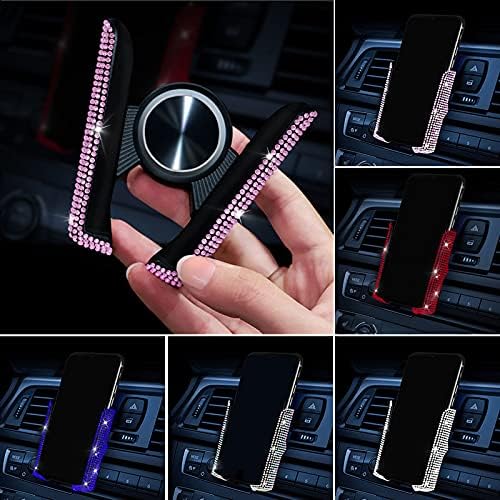 SUNCARACCL Bling Car Phone Holder, 360 Degrees Adjustable Crystal Auto Mount Holder for Dashboard,Windshield and Air Vent (Pink)