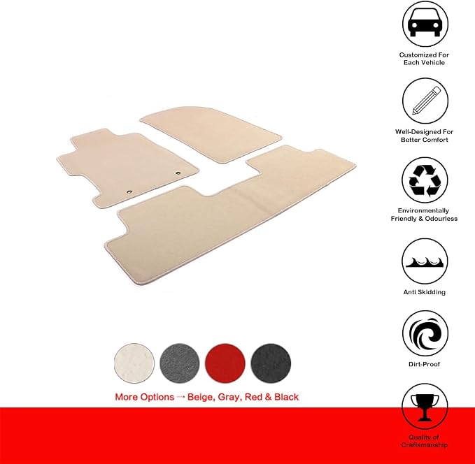 Fit 2006-2011 Honda Civic Floor Mats Nylon Beige | IKON MOTORSPORTS, Floor Mats Carpet Front & Rear 3PC, 2007 2008 2009 2010