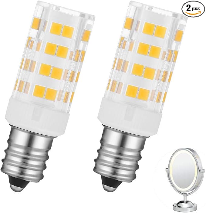 T Type LED Light Bulb Mirror Bulbs, Soft Warm White 3K,Make Up Mirror Light Bulb,25W Lighted Mirror Replacement Bulbs, 2 Pack