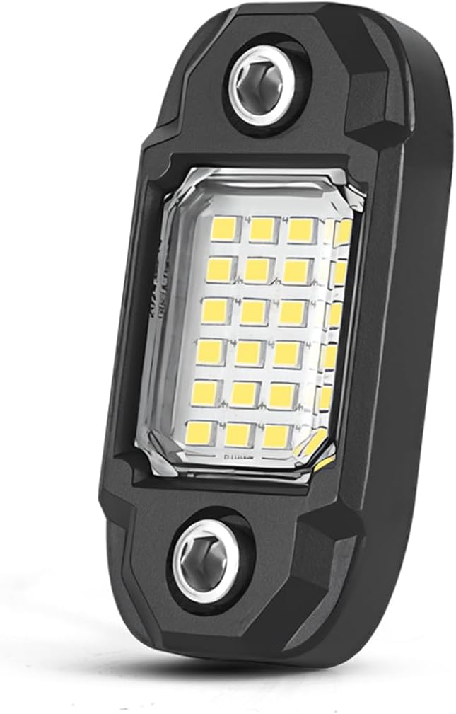 4 Pods White Rock Lights Underglow Light for Cars Trucks Trail Rig Lamp | 24 LED chips for each light, waterproof led bottom chassis lights
