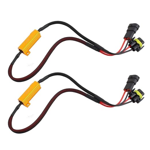 O-NEX LED Load Resistor Kit 50W 8ohm Headlight Bulb Relay Harness Adapter Anti Flicker Error Decoder Warning Canceller - H11 (H8, H9)