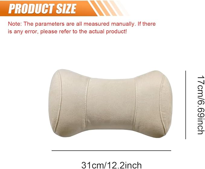 Car Headrest Pillow for Driving - Memory Foam Soft Automotive Neck Support Pillow Cushion with Adjustable Strap - Comfortable Car Seat Headrest Pillow for Neck Pain Pressure Relief (Beige)