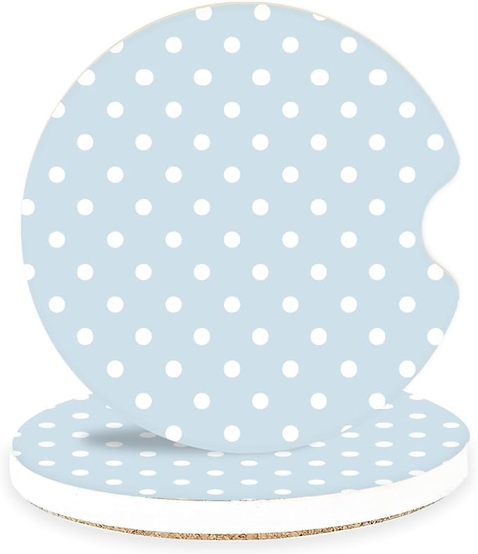 Ceramic Car Coasters – Absorbent Car Cup Holder Coaster Set for Women, Cute Aesthetic Car Accessories for Girls, 2 Pack (Norse Blue)