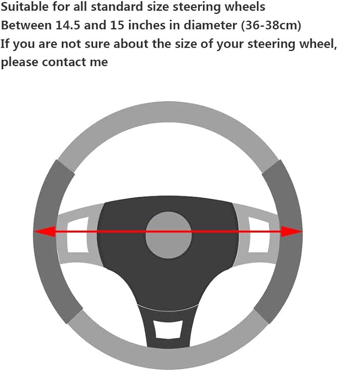 YOGURTCK Diamond Soft Leather Anti-Slip Steering Wheel Cover with Bling Bling Crystal Rhinestones, Universal 15 Inch for Women Girls, Fit Vehicles, Sedans, SUVs, Vans, Trucks - Black