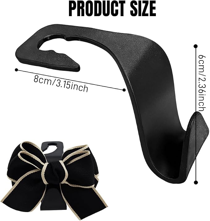 2PCS Car Seat Headrest Hooks, Car Purse Hook, Cute Bow Knot Vehicle Seatback Hanging Storage Organizer, Auto Seatback Decor Organizer Hanger for SUV Truck (White Line)