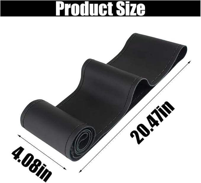 Car Genuine Leather Steering Wheel Cover, DIY Sewing with Needle and Thread, Breathable, and Anti-Slip, Universal 15 Inch Car Steering Wheel Stitching Wrap (Black, Glossy)