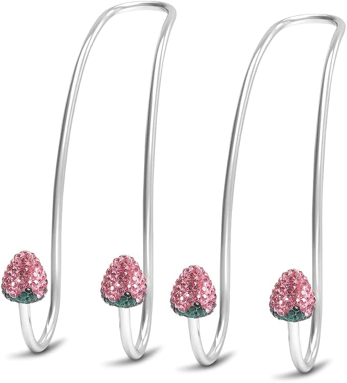 Guoord Pink Car Accessories for Women, 2 Pcs Hot Pink Car Decor Hooks for Purses and Bags, Durable Backseat Holder, Strawberry Purse Hook Hangers, Storage Universal for SUV Truck & Van