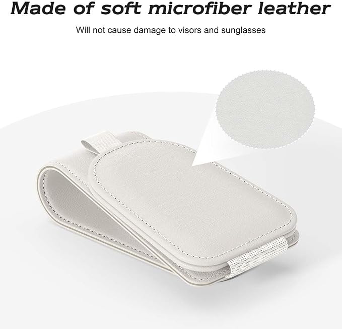 Sotfamily Sunglass Holder for Car Visor, White, 2 Packs | Suede Cloth, Magnetic, Organizer for Car Accessories