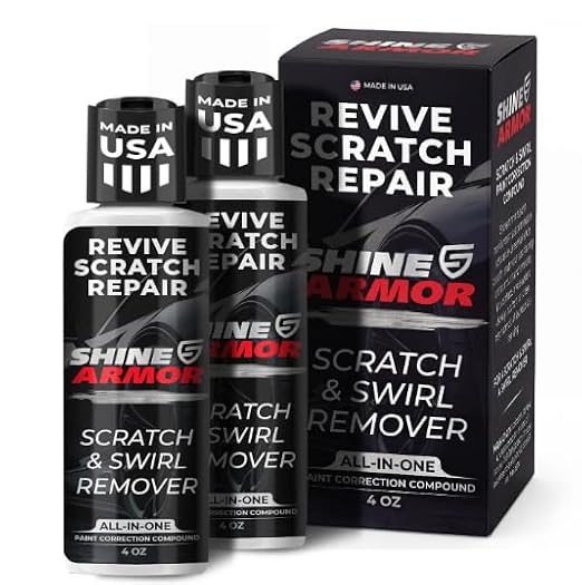 SHINE ARMOR Car Scratch Remover 4oz (2 Pack) - Advanced Car Paint Scratch Repair & Restorer, Revives Faded Paint, Scratch Remover for Vehicles, Corrects Surface Marks & Leaves Streak-Free Gloss