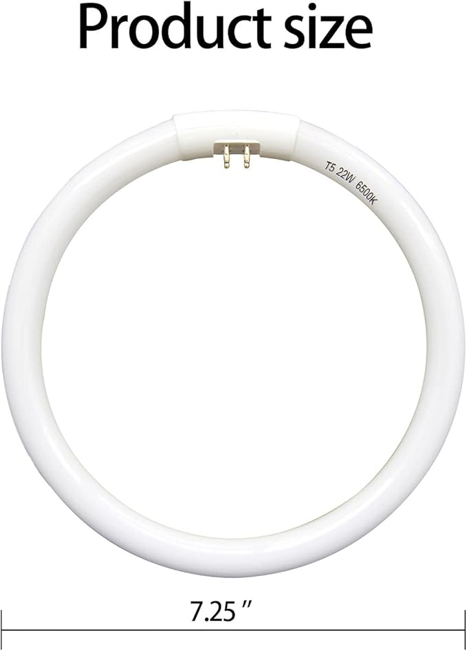 7.25 inch T5 22W Circular Bulb Light Replacement for Floxite, Zadro, Rialto Makeup Magnifying Vanity Mirror, FC22 Surround Fluorescent Lamp 6500K Daylight