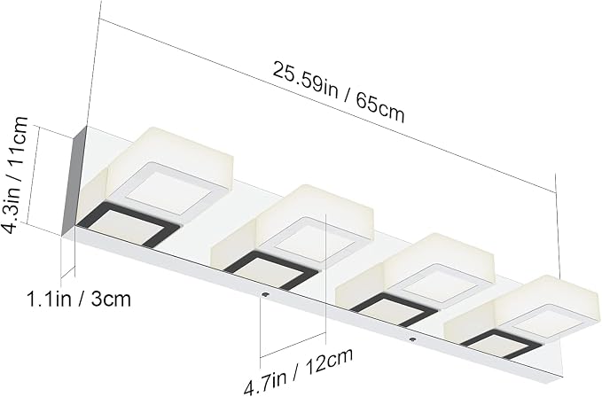 Ralbay Chrome Vanity Lights for Bathroom Adjustable Acrylic Chrome Modern LED Bathroom Vanity Lights Over Mirror (Natural White Light)