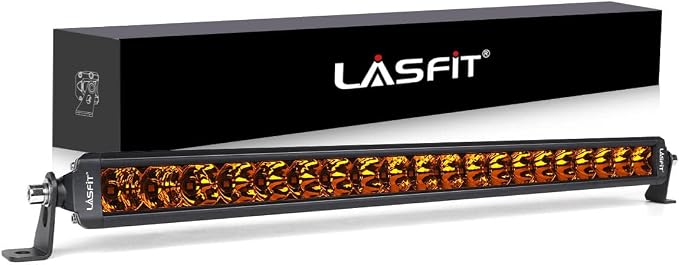 LASFIT 22 inch Amber Light Bar, Spot Flood Combo Beam, Single Row Yellow LED Bar for Off Road Driving Light, IP67 Waterproof for Truck Pickup SUV ATV UTV