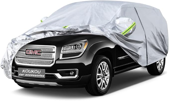 KouKou 6 Layers Car Cover Custom Fit GMC Acadia from 2007 to 2025, Waterproof All Weather for Automobiles, Sun Rain Dust Snow Protection. (Ships from US Warehouse, Arrive Within 3-7 Days)