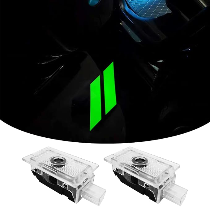 2PCS Non-Fading LED Door Logo Lights Car Accessories HD Welcome lamp Compatible for Charger 2006-Present Projector Ghost Shadow Puddle Courtesy Step Lights (Green Stripe)