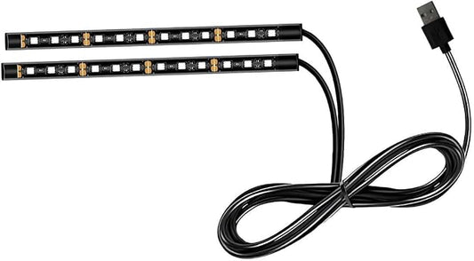 Ohleats Car LED Strip Light, 24 LED RGB Auto Interior Atmosphere Lights, USB Vehicle Under Dash Ambient Night Light Strip, Interior Decorative Lamp Lighting Kit Car Accessories (Ice Blue)