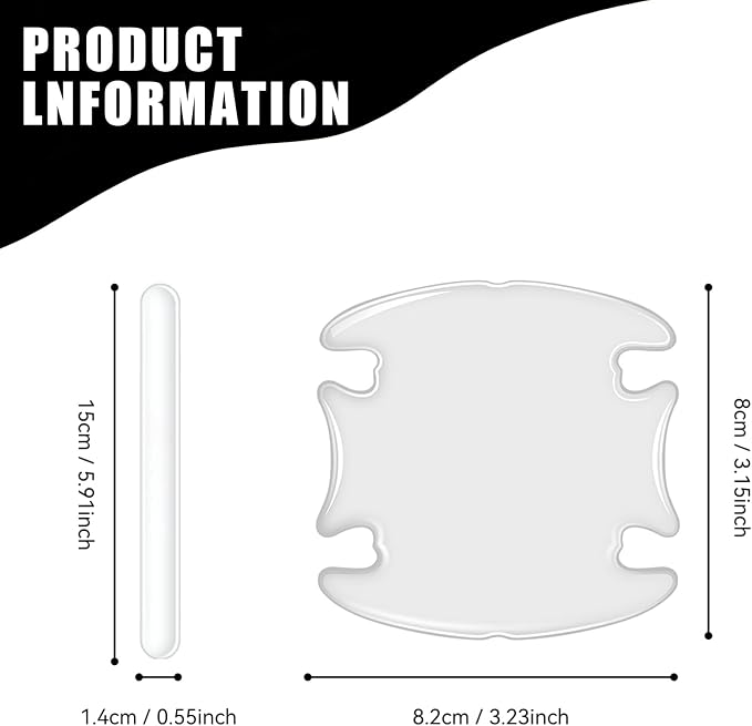 8 PCS Car Door Handle Protector, Transparent Car Door Cup Protector, Waterproof Anti-Scratch Bumper Trim Guard Sticker, Universal Auto Exterior Accessories Protection Film