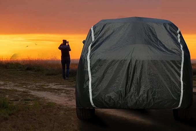 Waterproof Car Cover for Automobiles All Weather - Coverado Outdoor Full Car Covers with Zipper Door, Cotton Backing Snowproof UV Protection Windproof, Universal Fit for Hatchback (160"-172")