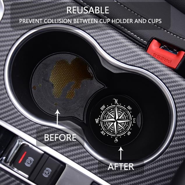 Car Cup Holder Coaster, Neoprene Universal Non-Slip Cup Holders, Car Accessories Interior for Women and Man Interior Sets 2 Pack (RYD-BD16)