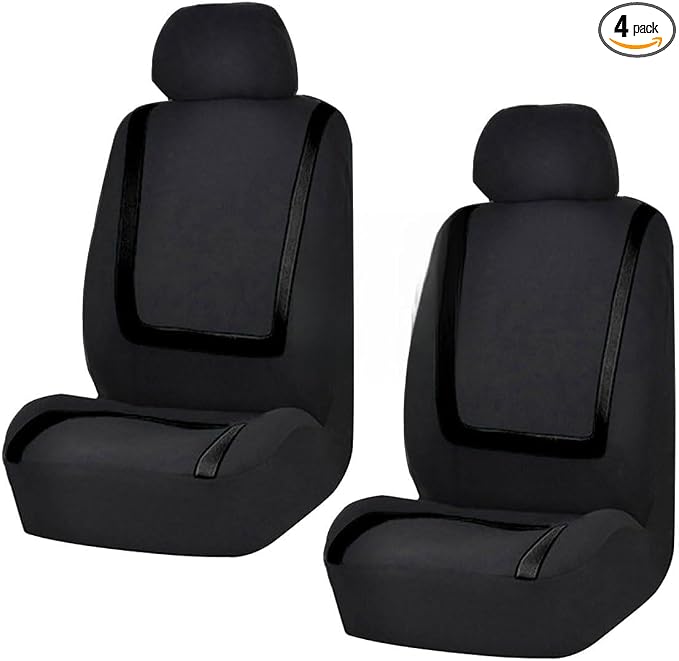 LAINLOY 2 Pack Car Seat Covers, Breathable Seat Protectors, Anti-Slip Driver Seat Cover, Comfortable Front Seat Cover Set Universal Fit for Truck, SUV, Sedan, Airbag Compatible (Black)