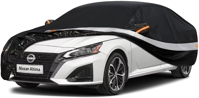 10 Layers Car Cover Custom Fit for Nissan Altima (2002-2026) Waterproof All Weather for Automobiles, Outdoor Full Cover Sun UV Rain Protection.Black
