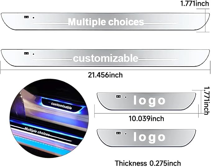 LED Door Sills Lights for Car Magnetic,Customizable Led Car Threshold Lights with Logo Text, Auto-Sensing Welcome Lights for Car,7 Colors/28 Modes,Led Car Door Lights No Installation Required