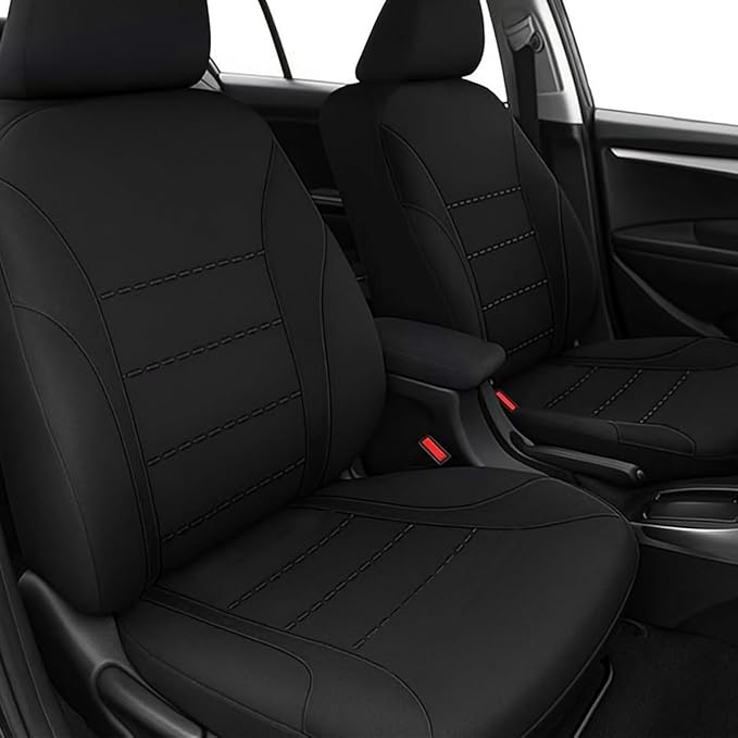 Car Seat Cover Full Set, Fashion Soft Sponge Vehicle Front and Rear Split Bench with Removable Headrest Cover, Breathable Auto Seat Protector, Universal for Truck SUV Sedan (Black)