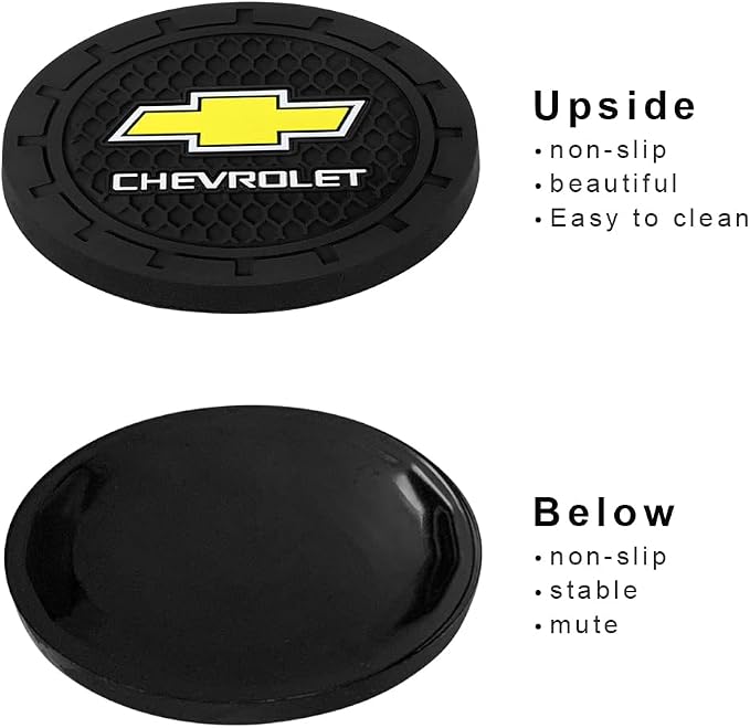 Car Cup Holder Coaster for Chevrolet Series Recessed Silicone Cupholder Coaster Interior Accessories 2.75in 2Pieces Black