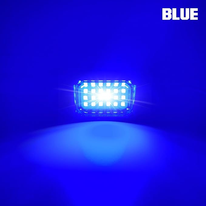 4 Pods Blue Rock Lights Underglow Light for Cars Trucks Trail Rig Lamp | 24 LED chips for each light, waterproof bottom chassis lights