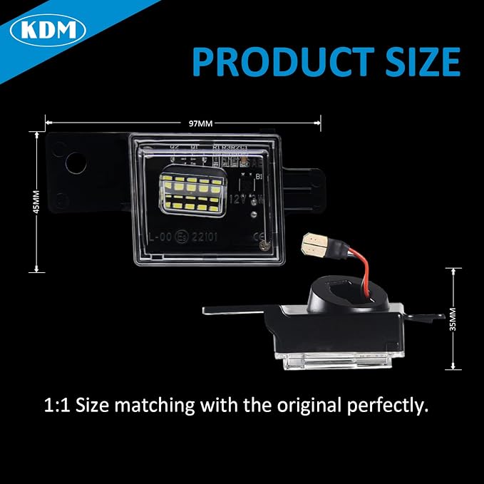 KDM LED License Number Plate Lights fit for 2014-2021 Chevy Silverado GMC Sierra 1500 2500HD 3500HD Colorado Canyon Sierra for Pickup Truck Rear License Plate Tag Lights,6000K Black Housing 2Pcs Pack