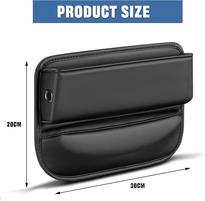2 PCS Car Seat Gap Filler Organizer, Premium Leather Car Seat Gap Organizer Holder Women & Men with Card Slots, Cars Essentials for SUV, Truck, Phones, Cards, Keys (Black)