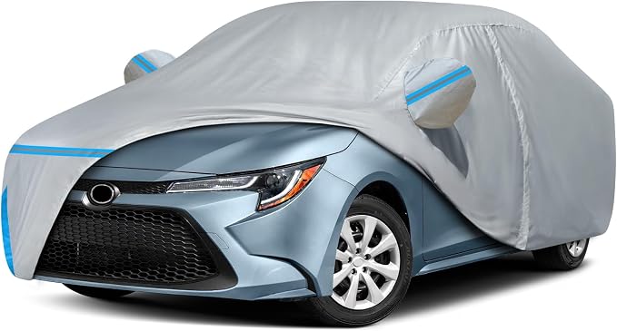 Car Cover for 2006-2026 Toyota Corolla Sedan, Waterproof Custom-fit All Weather Sun Rain UV Dust Snow Protection Windproof Outdoor Corolla Full Car Cover with Door Zipper and Cotton Lining-Gray