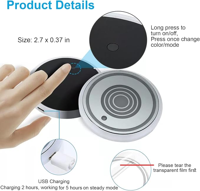 LED Car Cup Holder Lights, 7 Colors Changing USB Charging Mat Waterproof Cup Pad, LED Interior Atmosphere Lamp Decoration Light Inside Car Lighting Accessories (2pcs) (Style 2)