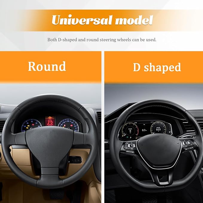 Car Steering Wheel Cover, Leather Anti-Slip Stretch Breathable Vehicle Steering Wheel Protector, Automotive Interior Protection Accessories for Men Women, Universal Fit (Black/Red)