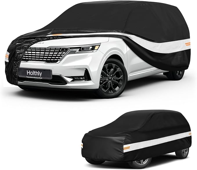 10 Layers Mini Van Car Cover Custom Fit for Kia Carnival/Sedona (2006-2026), Waterproof All Weather for Automobiles, Outdoor Full Cover Sun Dust Rain Protection with Cotton. Black
