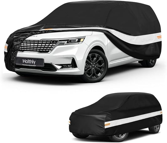 10 Layers Mini Van Car Cover Custom Fit for Kia Carnival/Sedona (2006-2026), Waterproof All Weather for Automobiles, Outdoor Full Cover Sun Dust Rain Protection with Cotton. Black